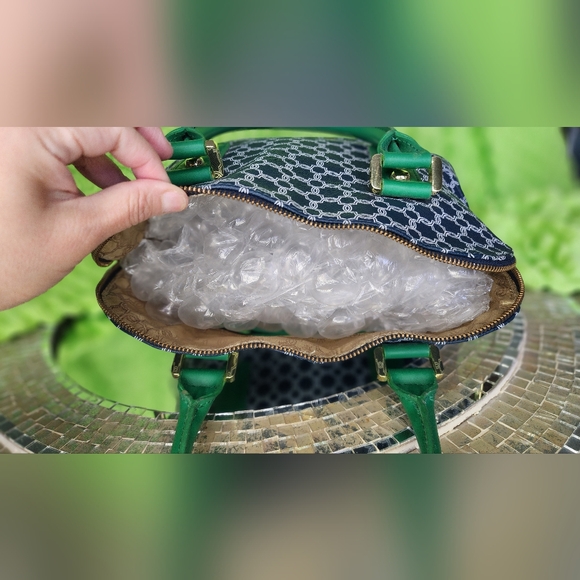 Ivanka Trump Green And Blue Satchel - Picture 10 of 13